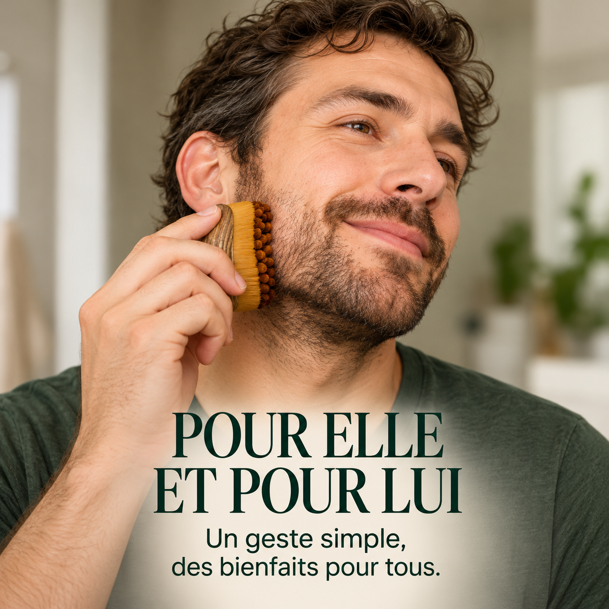 Pour elle et pour lui : un homme utilise la brosse Velya sur la joue